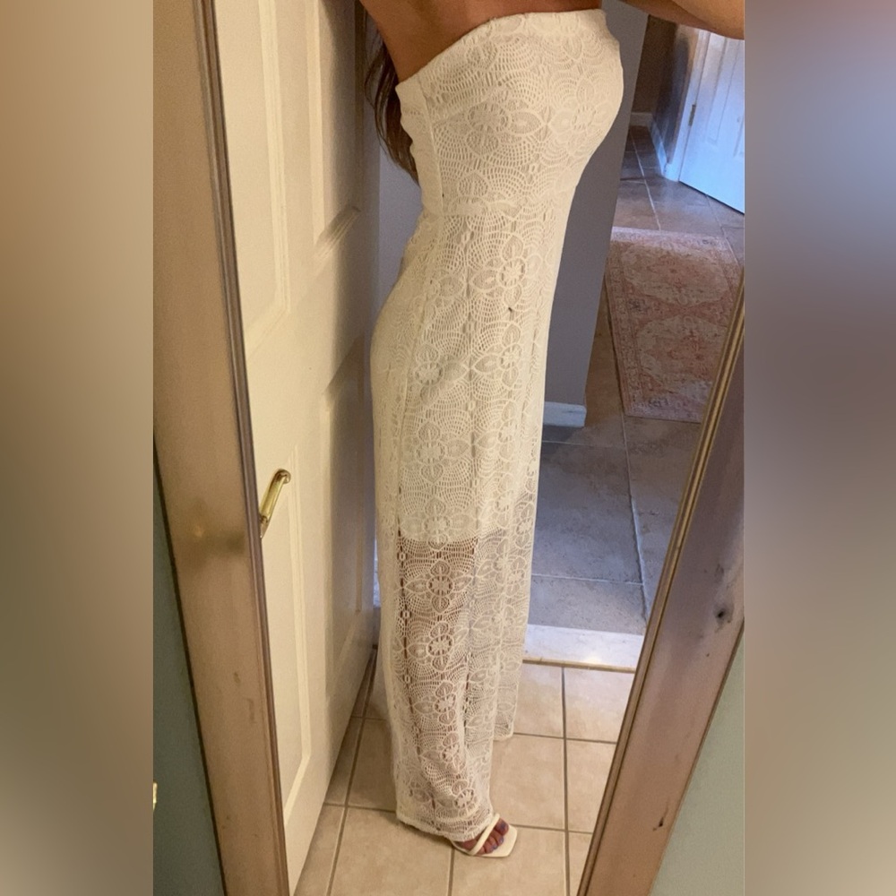 White lace strapless dress Size 4